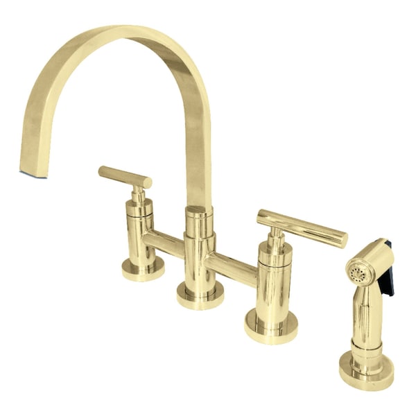 Manhattan 2-Handle Kitchen Faucet W/Brass Side Sprayer, Brass